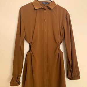 Bronze cut out mini dress